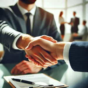 A handshake after an interview.